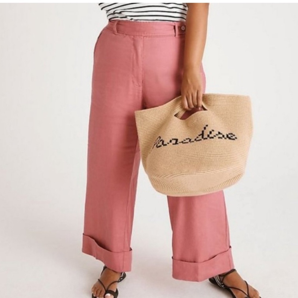By Anthropologie Aleja Plus Salmon Pink‎ Linen Blend Trouser Pants 24W